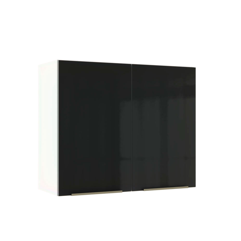 Image of Armário Aéreo Madesa Lux 80 cm 2 Portas Branco/Preto